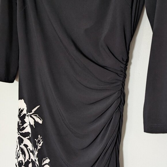 RALPH LAUREN Black Dress With White Flowers Cropped Sleeves Women's Size 8 - Picture 5 of 8